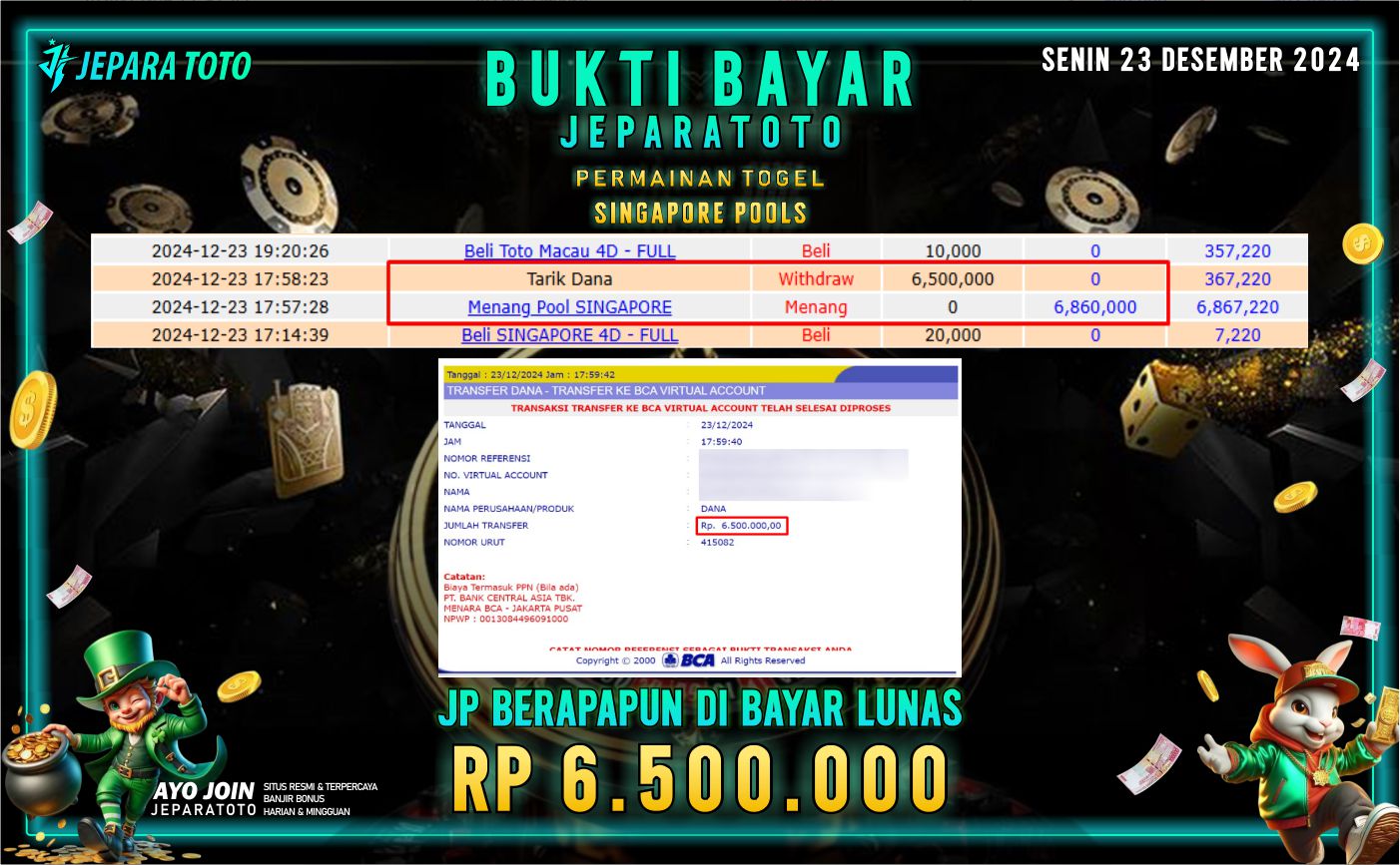 BUKTI KEMENANGAN TOGEL SINGAPORE POOLS MEMBER JEPARATOTO