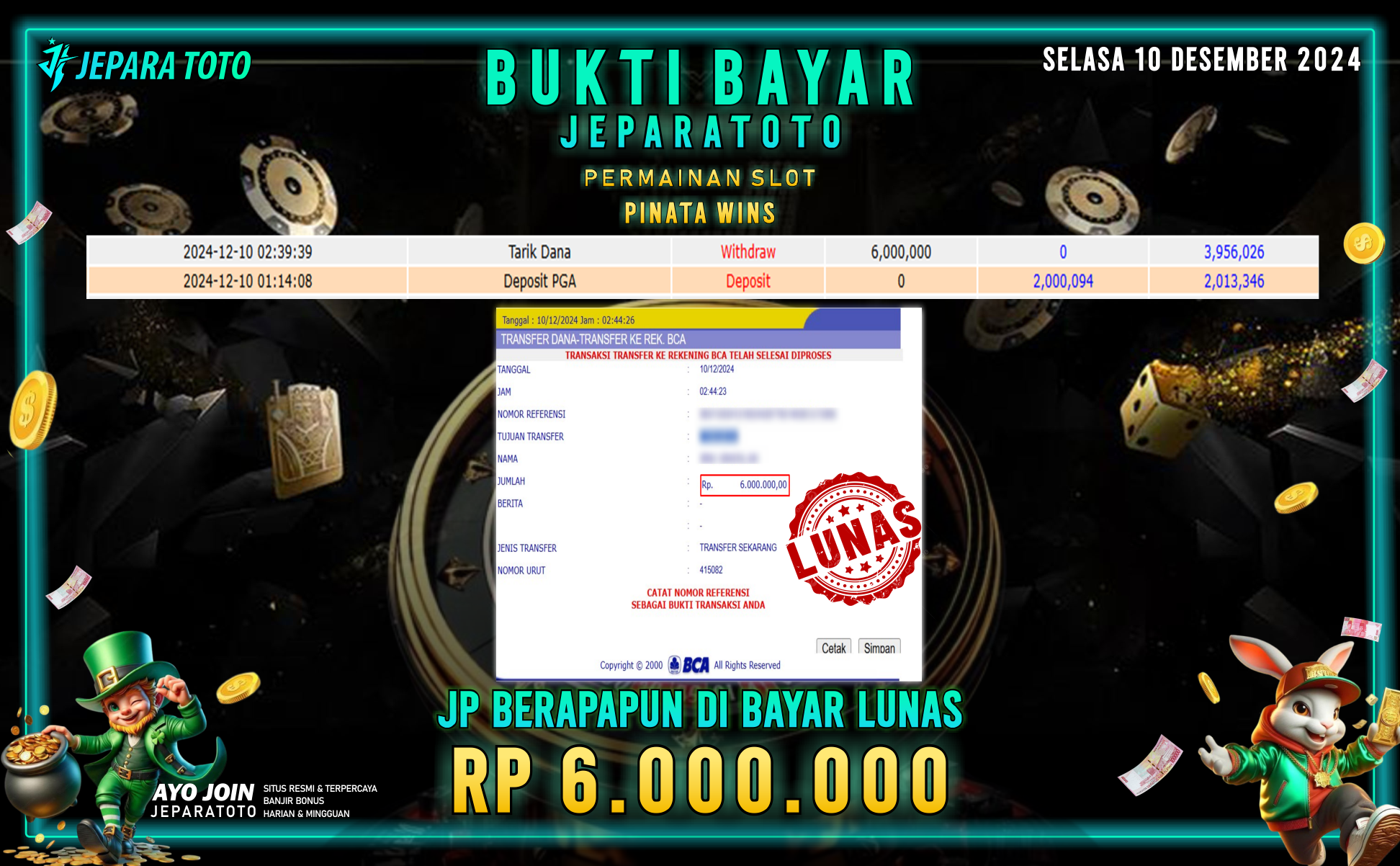 BUKTI KEMENANGAN SLOT PINATA WINS MEMBER JEPARATOTO