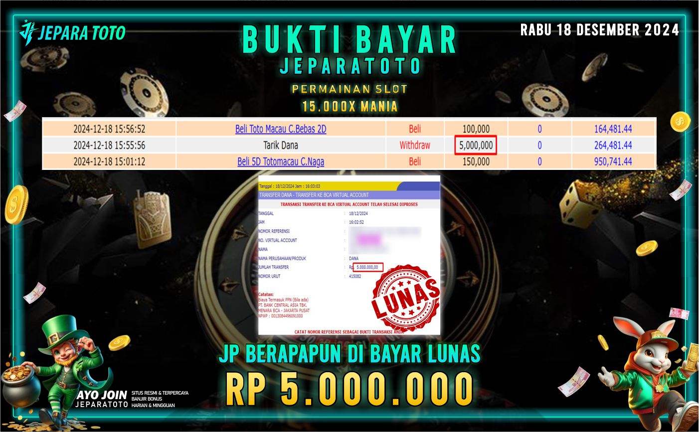 BUKTI KEMENANGAN SLOT 15.000X MANIA MEMBER JEPARATOTO