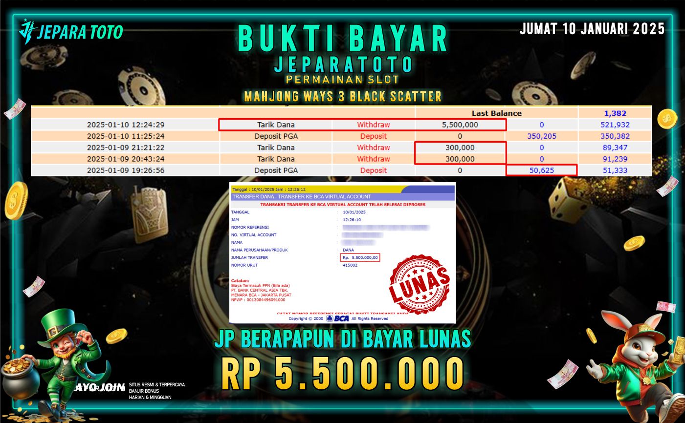 BUKTI KEMENANGAN SLOT MAHJONG WAYS 3 BLACK SCATTER MEMBER JEPARATOTO