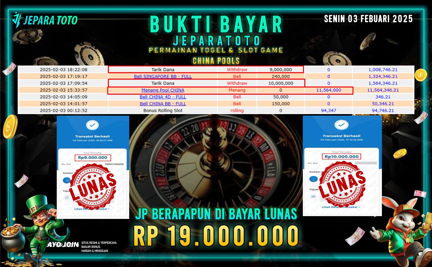 BUKTI KEMENANGAN TOGEL CHINA & SLOT GAME MEMBER JEPARATOTO