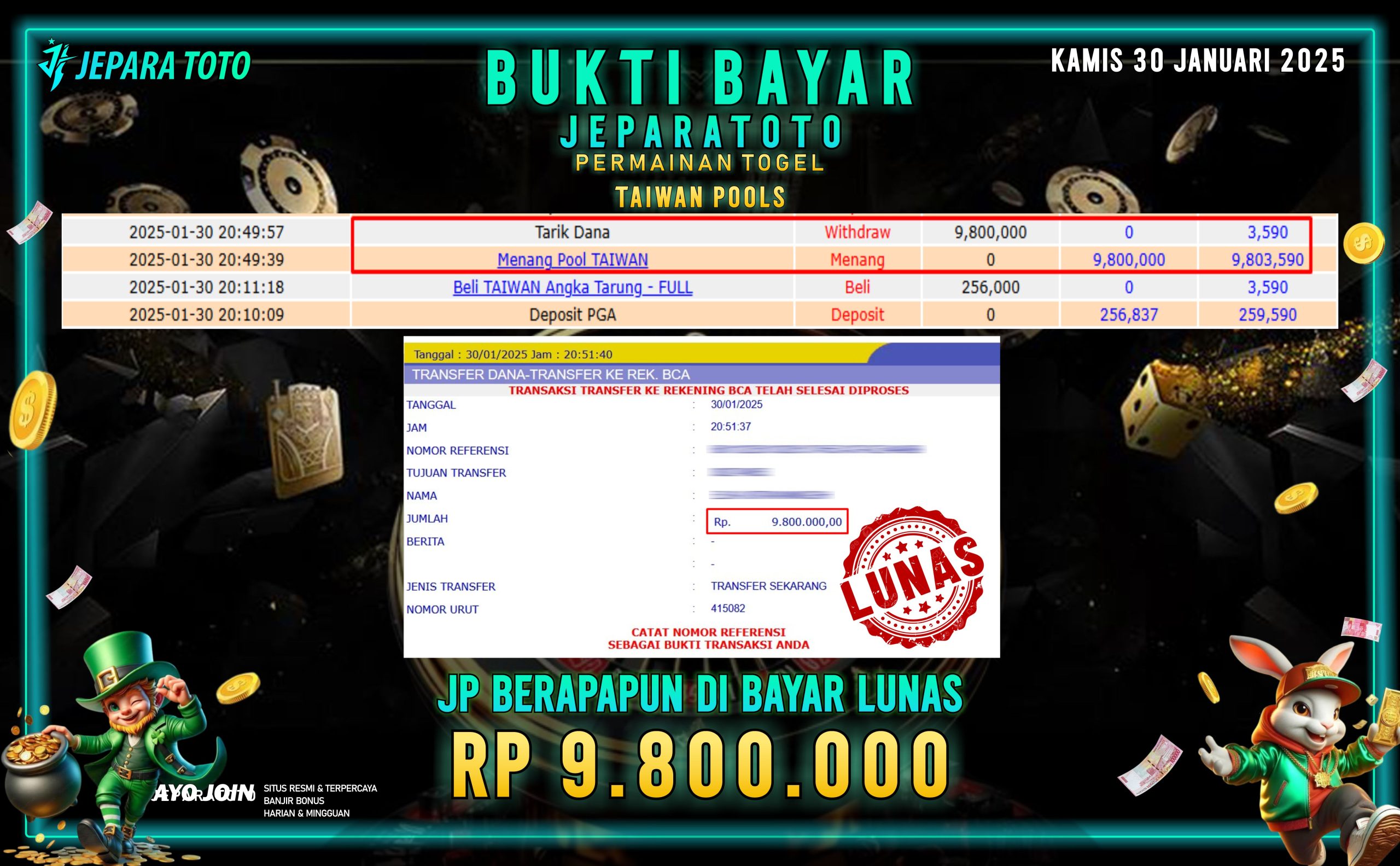 BUKTI KEMENANGAN TOGEL TAIWAN POOLS MEMBER JEPARATOTO