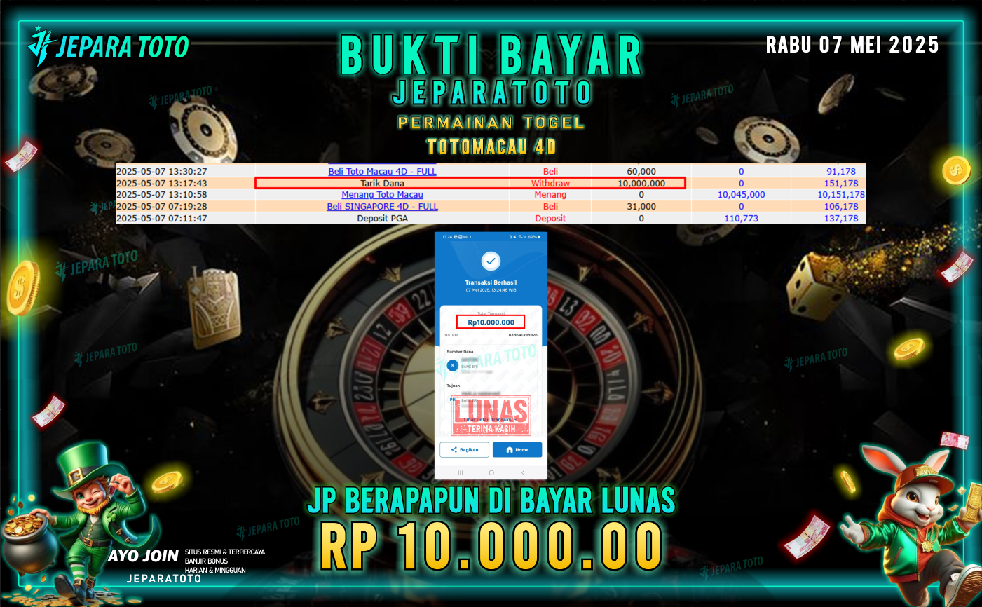 BUKTI KEMENANGAN MEMBER JEPARATOTO | TOTO MACAU 4D FULL