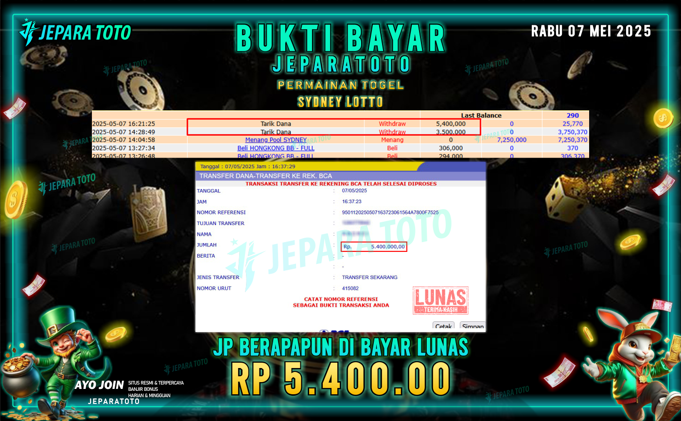 BUKTI KEMENANGAN MEMBER JEPARATOTO | SYDNEY LOTTO